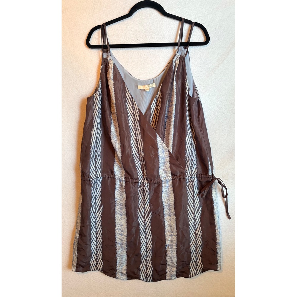 Banana Republic Heritage‎ 100% Silk Chevron Stripe Surplice Mini Dress L